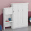 Lit escamotable avec plusieurs tablettes de rangement et décoration à persiennes-2035522559
