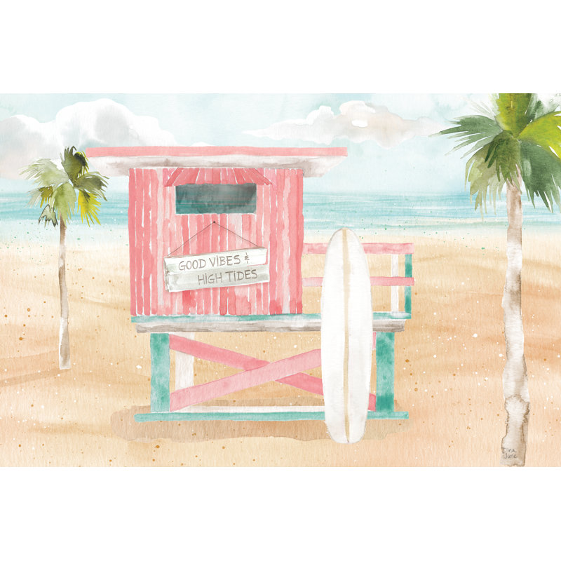 «Surfs up viii» par Dina June - reproduction d'art sur toile tendue, H 32 po x l 48 po