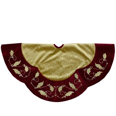 Northlight 48-Inch Gold and Burgundy Velvet Christmas Tree Skirt | Wayfair