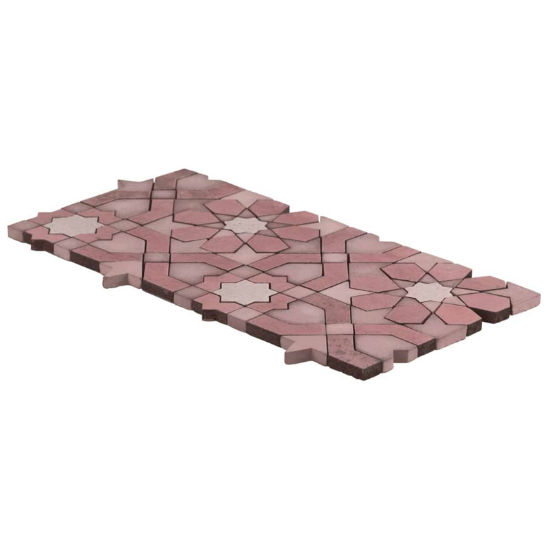 Cantico Fes Mixed Finish Lava Stone And Cement Mosaic Tile, Terracotta Rosa