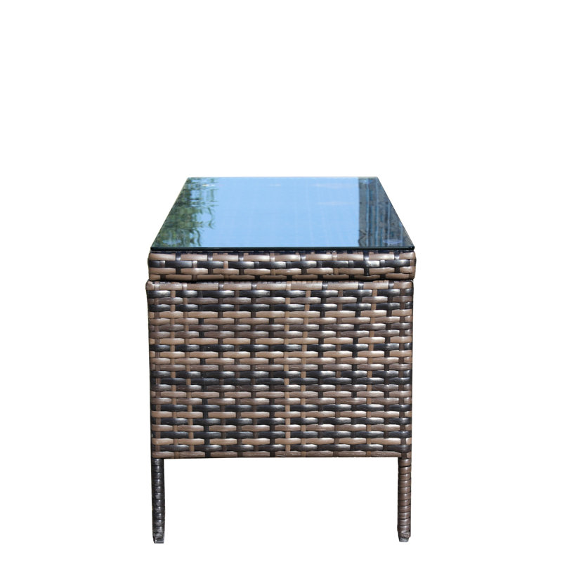 Outdoor Tempered Glass Coffee Table - Brown , 31.18 Inch Length With Clear Brown, 180 Lbs Capacity, Water
