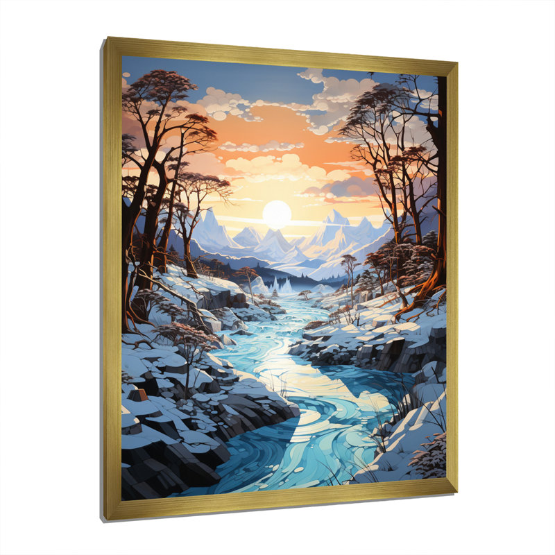 «Glacier Glacial Majesty Pastoral I», reproduction d'art sur toile, H 40 po x l 30 po x P 1,5 po, Cadre photo doré