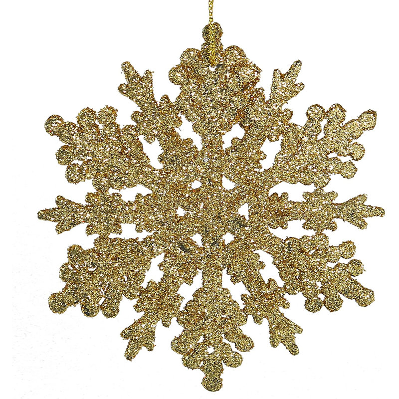 Ornement en forme de flocon de neige scintillant des Fêtes, Doré