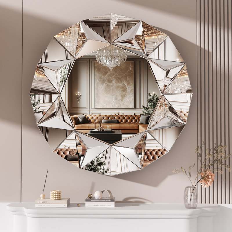 Lamarria Round Beveled Decor Silver Polished Mirror with 3-Year Warranty, 36" x 36"