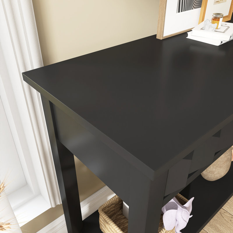 Console 60 po avec 3 tiroirs, Noir
