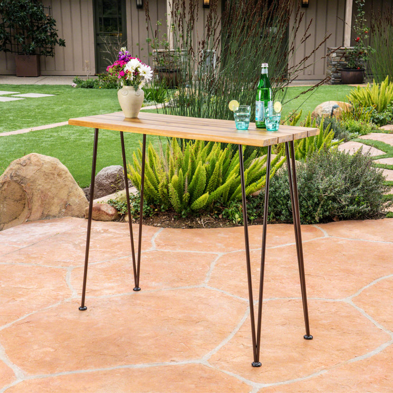 Loya Rectangular Acacia Wood Outdoor Bar Table
