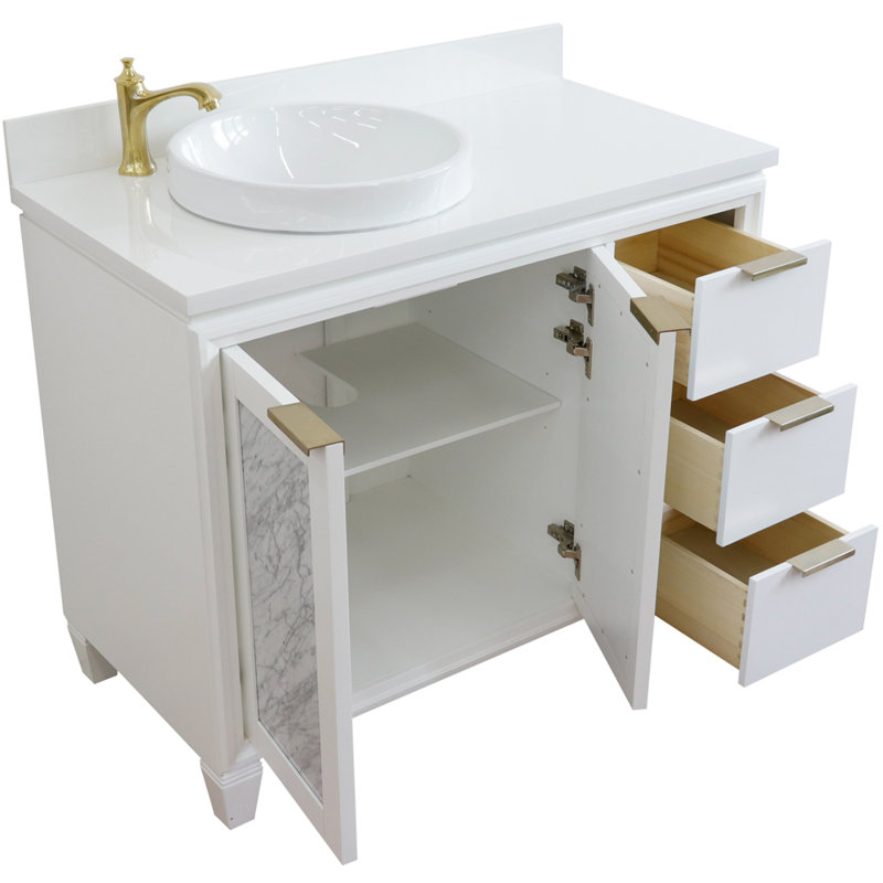 Ensemble de meuble-lavabo simple 43 po avec miroir Schreck, Blanc