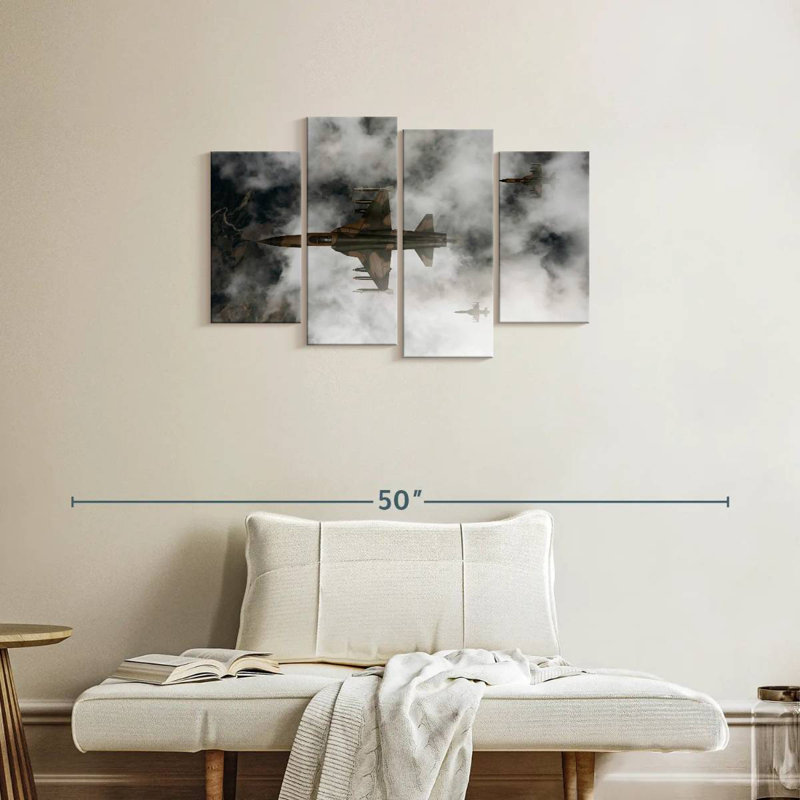 Mait Cloudy Fighter Jets, 22" H x 36" W