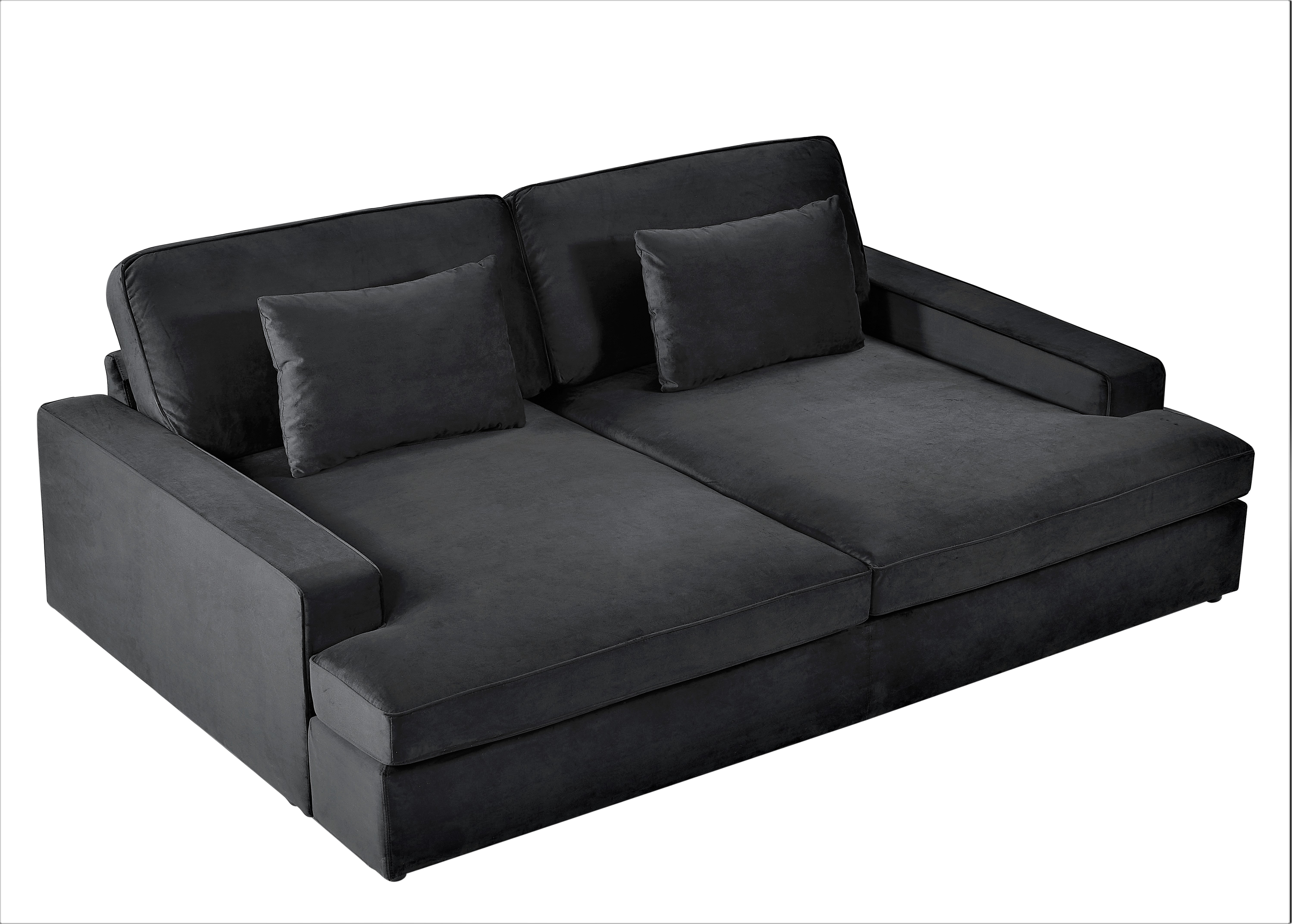 Fedosia 94.49'' Velvet Sofa Everly Quinn Fabric: Black Velvet
