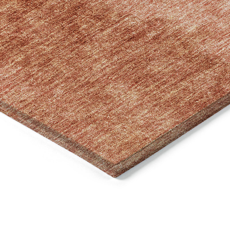 3' X 5' Red Copper And Terra Cotta Ombre Washable Indoor Outdoor Area Rug