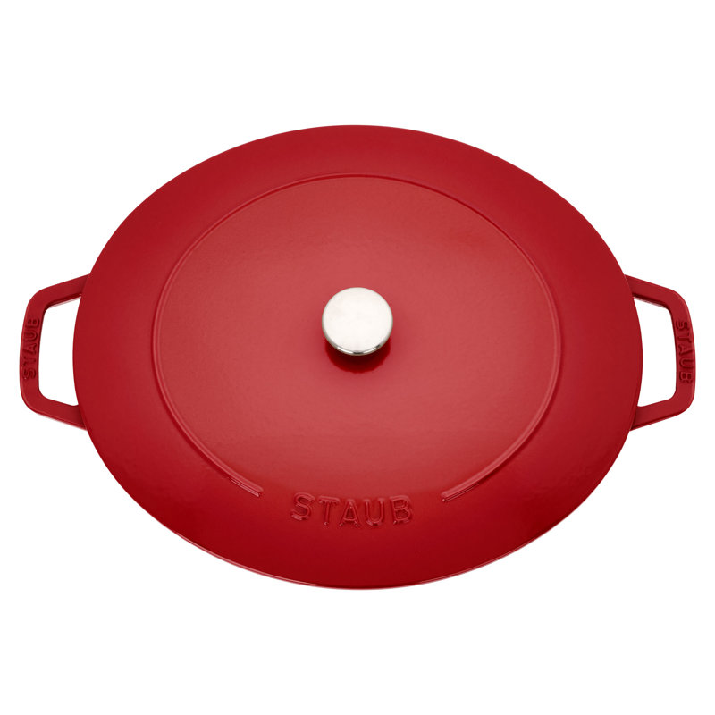Staub Cast Iron 6.25-Qt Wide Oval Dutch Oven - White, Cherry
