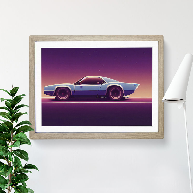 Neon Concept Car Vol.2 - Single Picture Frame Print, 46cm H x 64cm W, Beige