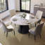  Ensemble de salle à manger 5 pièces, salle à manger ronde pré-assemblée, ensemble de table de salle à manger en pierre frittée brillante avec chaises rembourrées en polyuréthane-119064206-119064203-112260692