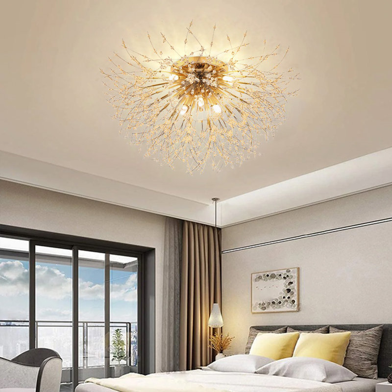 Dandelion 8-Light 70cm Crystal Starburst Ceiling Light Sputnik Flush Mount, Gold