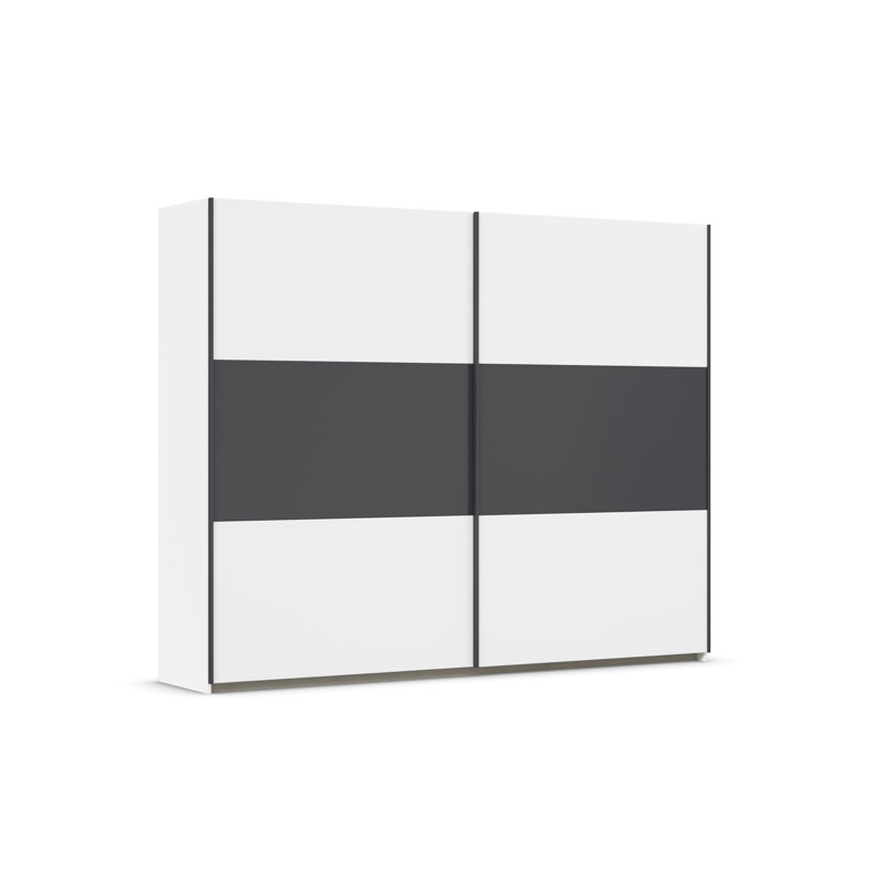 Neo 2 Door Manufactured Wood Wardrobe, 210cm H x 261cm W x 59cm D, Premium, Alpine white/Grey metallic