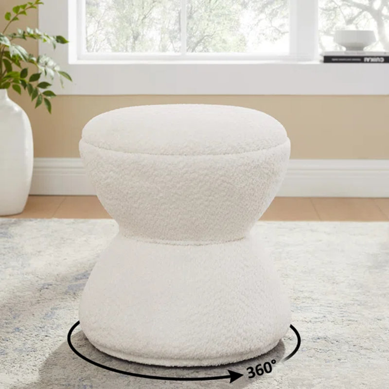 Kadezha Upholstered Swivel Ottoman, Curry