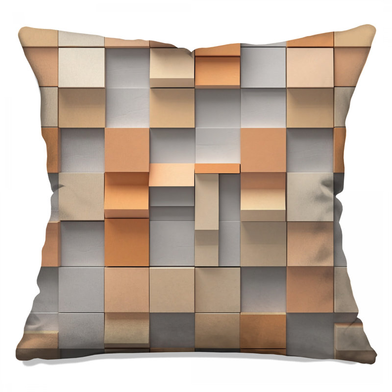 Coussins décoratifs Beige Orange Squares, 20 x 20 inches