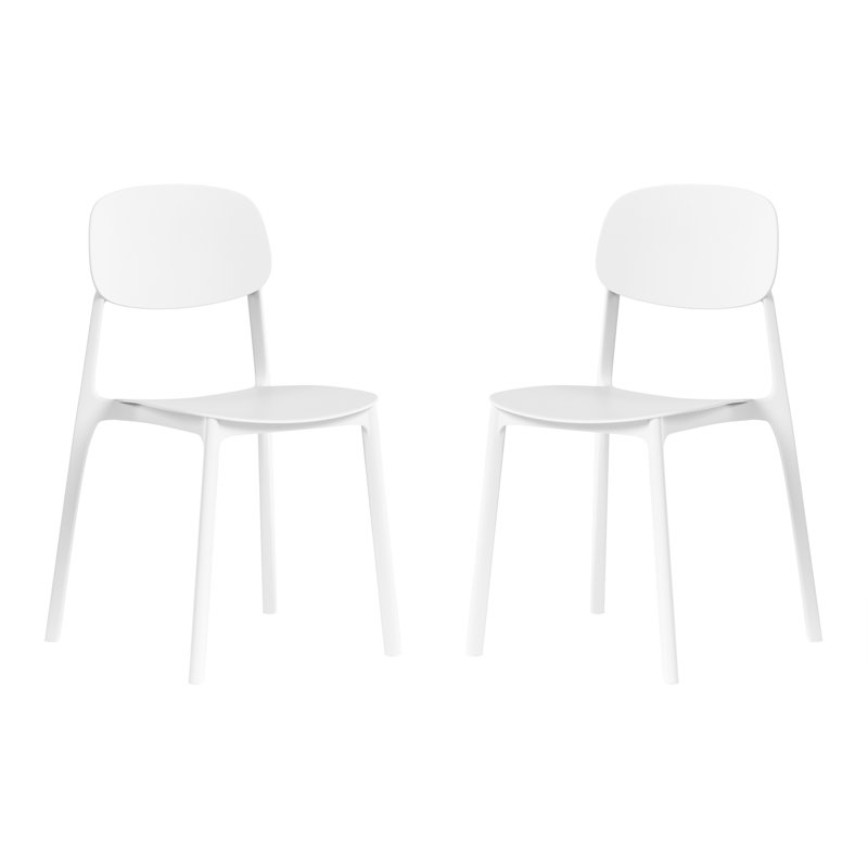 Chaise de salle à manger d'extérieur empilable, Blanc