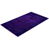 Overdyed One-of-a-Kind Rectangle 3'2" X 5'3" Hand Knotted Area Rug
