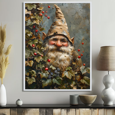 Gnome de jardin d'automne rouge et vert