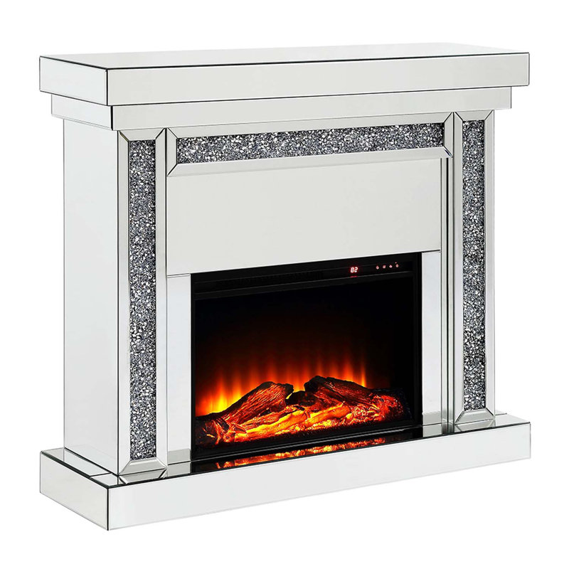 Noralie 47" Fireplace, Mirrored & Faux Diamonds