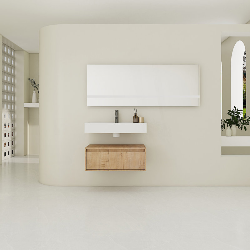 Meuble-lavabo mural avec lavabo en résine