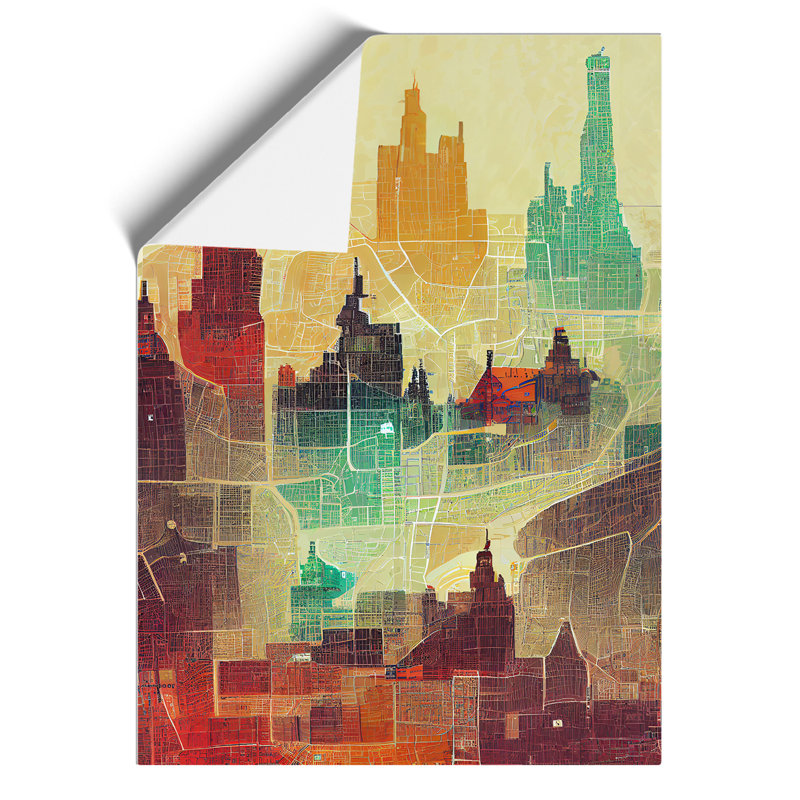 City Skyline Map No.2 - Wall Art, 59.4cm H x 42cm W, Paper, No Matte