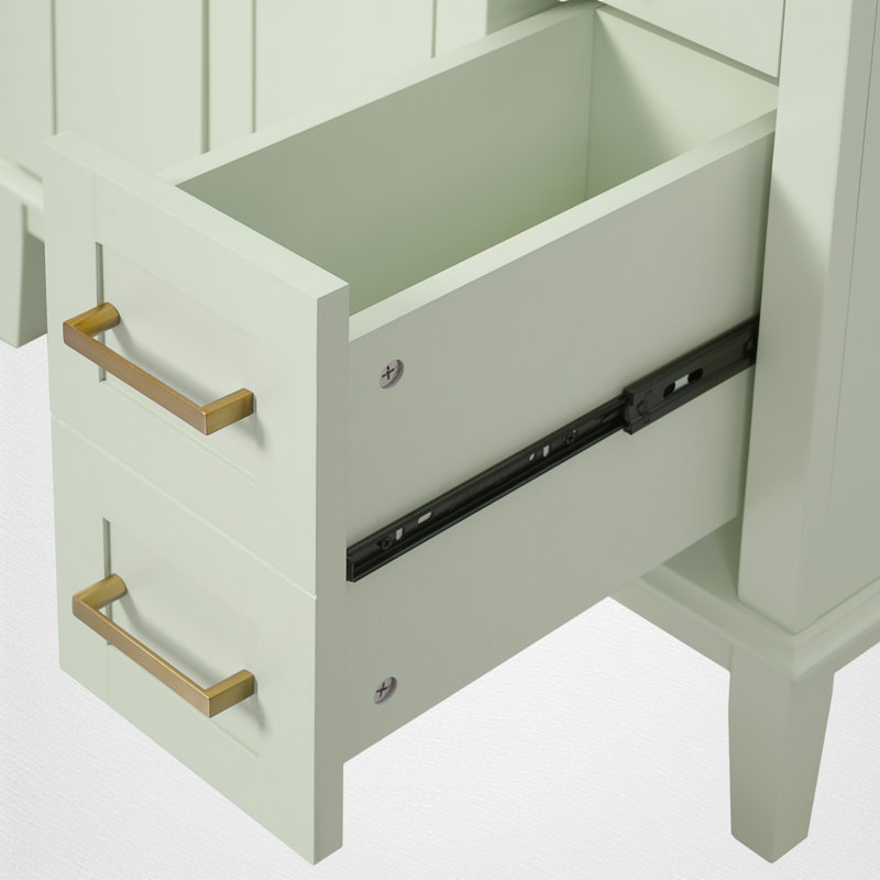 30" Single Bathroom Vanity With Ceramic Top, Green, Gold