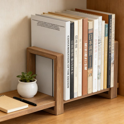 Adjustable Desktop Bookshelf, Wooden Tabletop Book Organizer With Sliding Panels, Tool-Free Assembly Magazine File Holder For Office Desk, Books And Home Decor