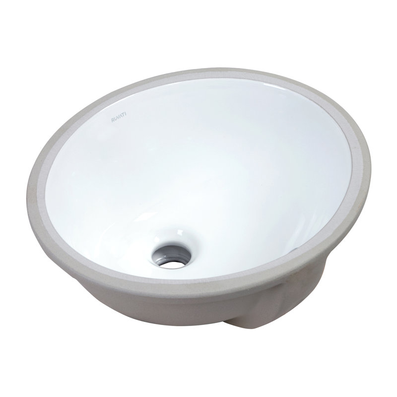 Ruvati 15 x 13 inch Undermount Bathroom Sink White Oval Porcelain Ceramic with Overflow