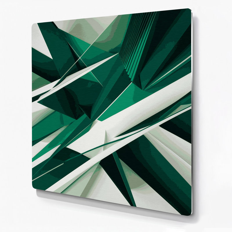 «Geometric Abstraction 33», art mural en métal vert, H 32 po x l 32 po