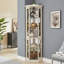 Vitrine de coin lumineuse - Vitrine de salon, objets de collection antiques, rangement pour verres à vin et à bar - Design élégant d'angle avec lumières incluses - Blanc-130575185