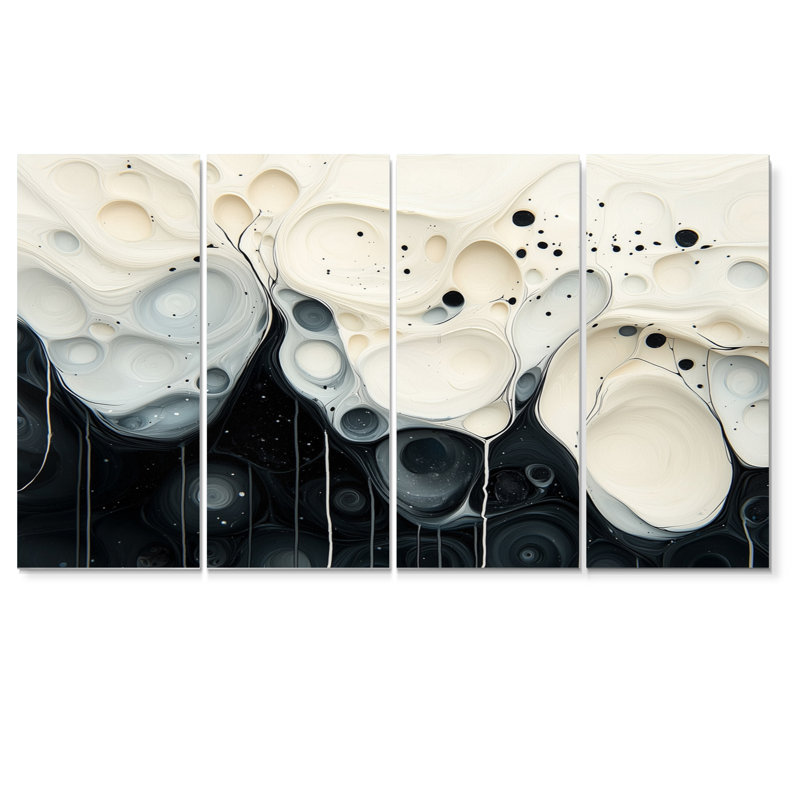 «Black Wave», art mural moderne, 4, H 32 po x l 64 po