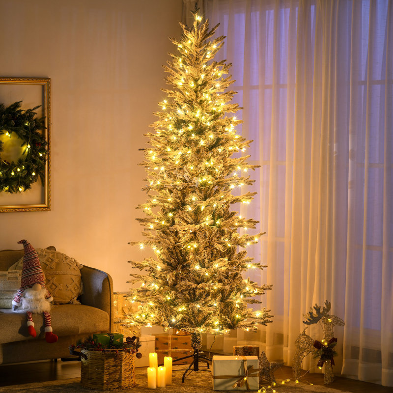 Arbre de Noël artificiel haute 7,5 pi HOMcom avec 850 branches de neige floquées