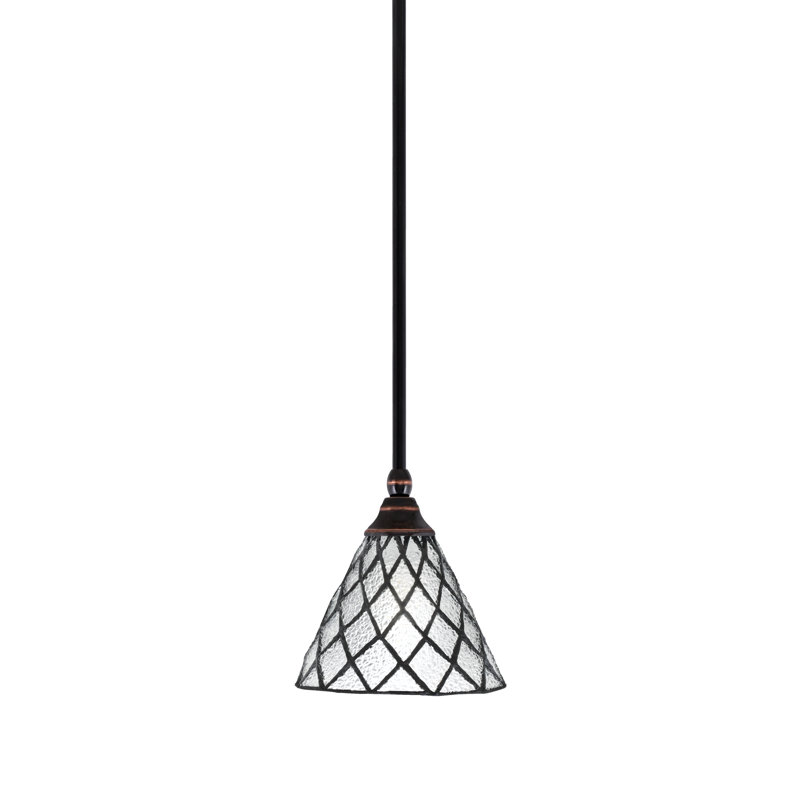 Mini-luminaire suspendu suspendu avec tige en verre noir 7 "