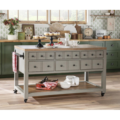 Marionville Kitchen Island with Drawers and Shelves