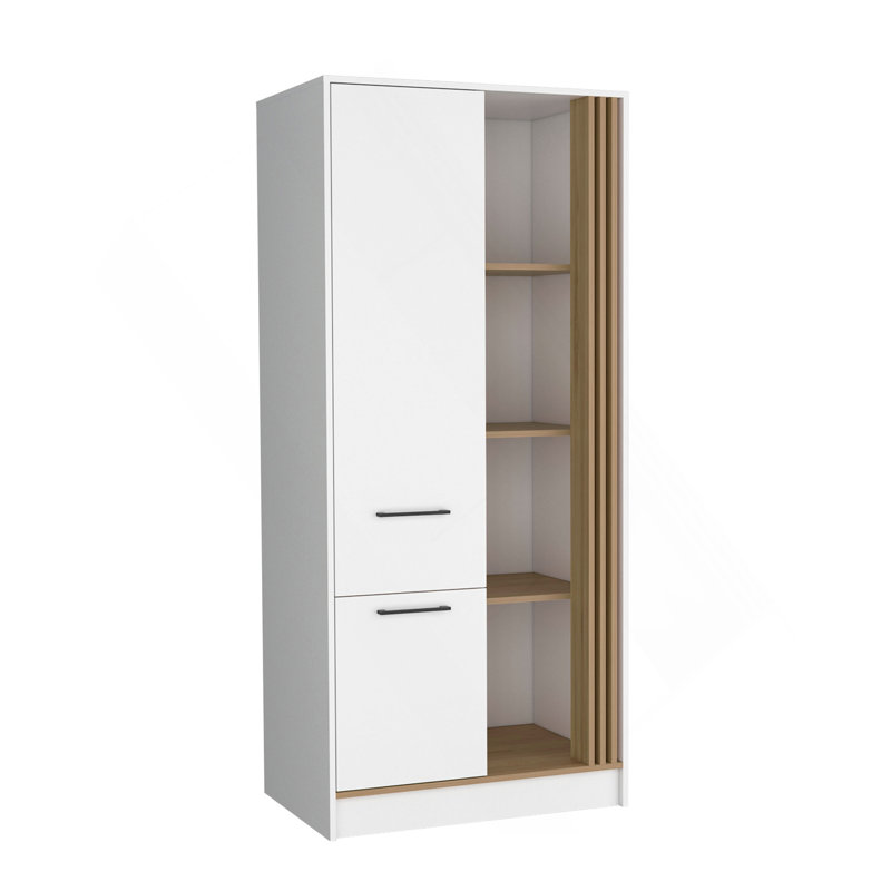 Armoire H 70,8 po, 1 porte, 1 tiroir, 4 tablettes, chêne blanc / naturel - Chambre