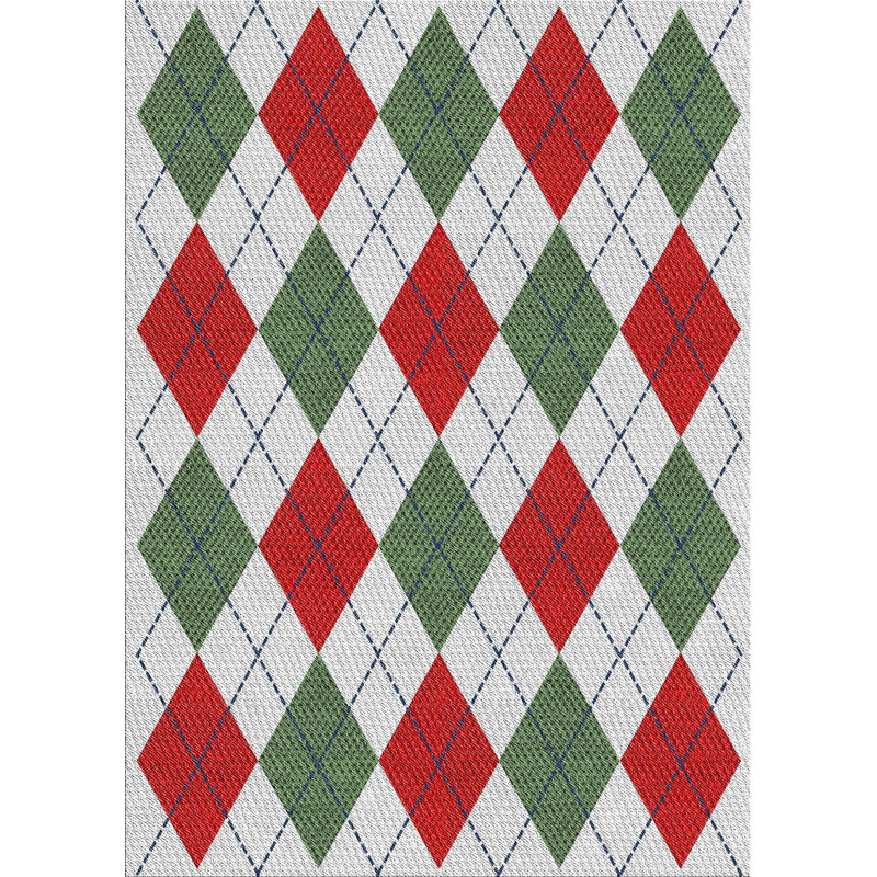 Tapis gris/vert/beige à motifs, Rectangle 8 pi x 10 pi