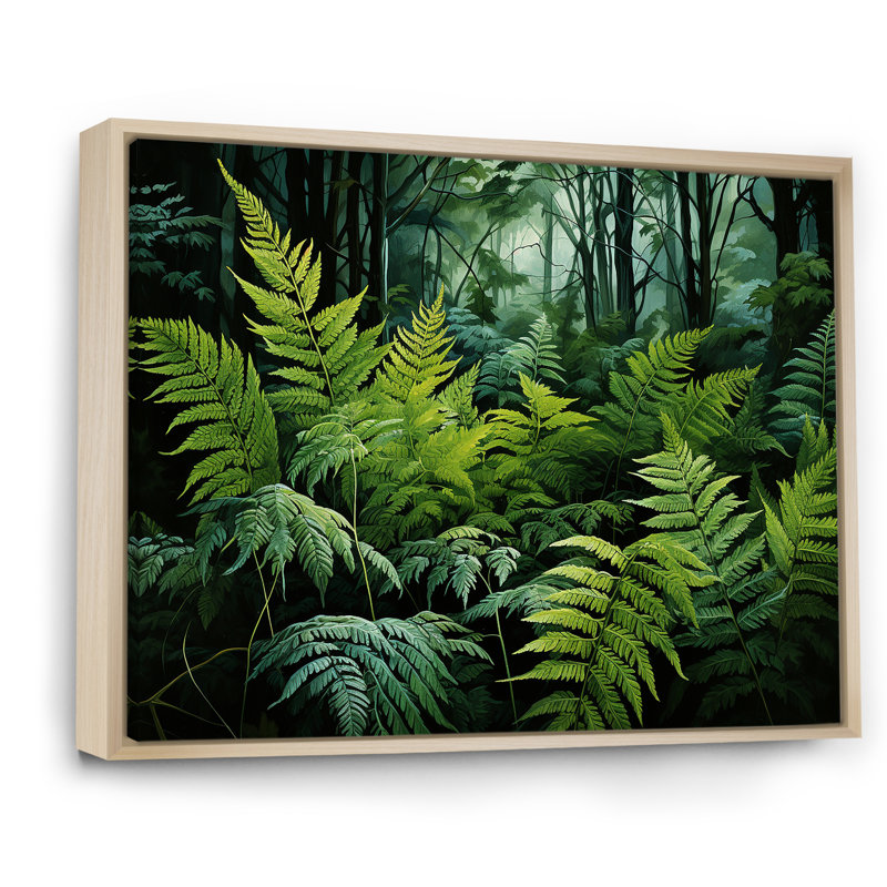 Fougère botanique sur toile, reproduction de plante vert forêt émeraude - Emerald Green Ferns Forest V