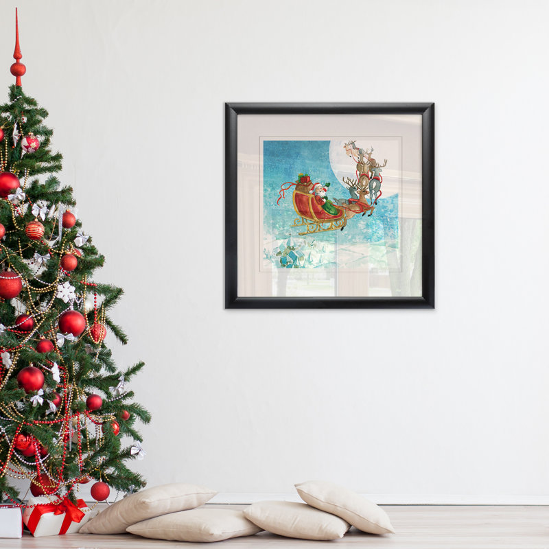 «Reindeer Sleigh» par Carol Robinson - reproduction, H 30,5 po x l 30,5 po x P 1,5 po