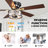 52" Black Modern Crystal Flush Mount Ceiling Fan with Light and Remote Control, 6-Speed DC Motor Light Fixture for Living Room, Bedroom