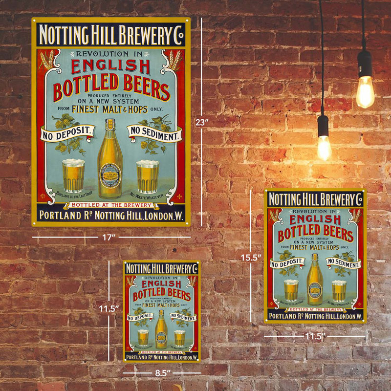 Impression sur métal par Notting Hill Brewery, H 15,5 po x l 11,5 po x P 0,04 po