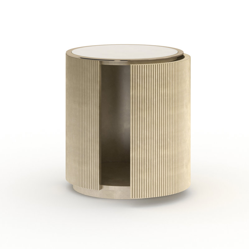 Love Round End Table - Dark Chocolate, Beige