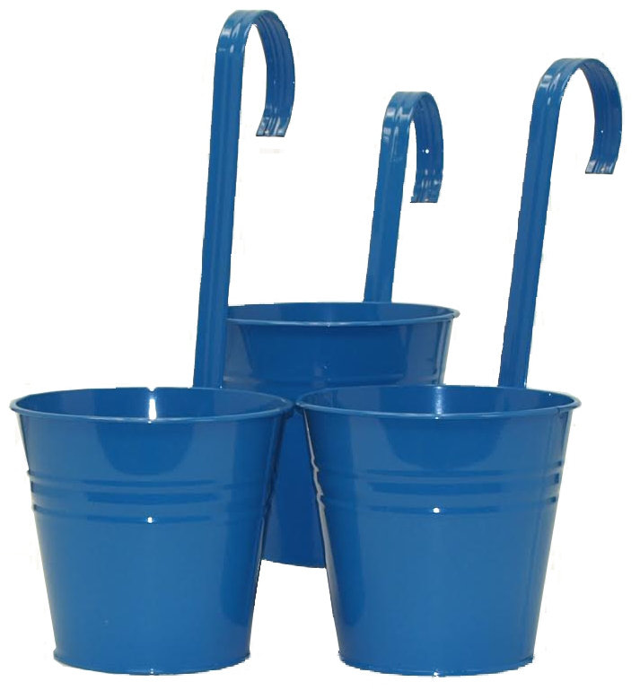 Aardsma Metal Railing Planter, Blue, 3