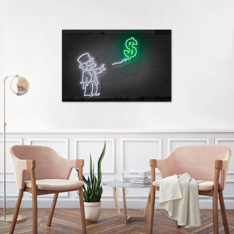 Rich Uncle Pennybags (aka Mr. Monopoly) With A Balloon by Octavian Mielu - Print on Canvas, 152.5 cm H x 101.5 cm W