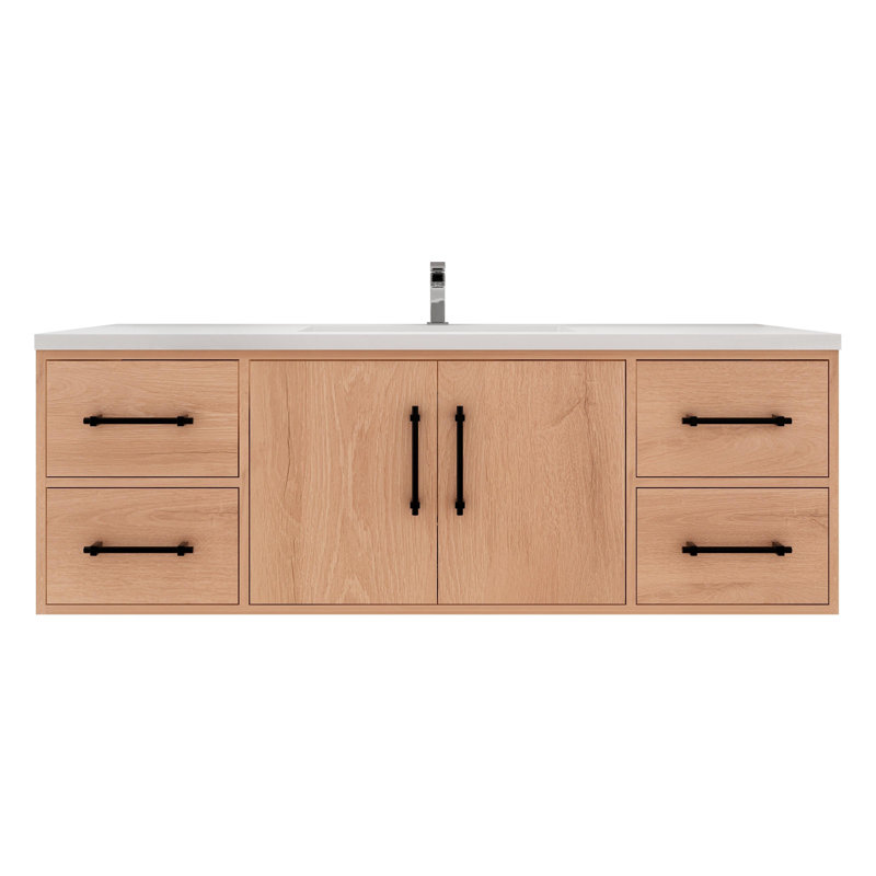 Victoria 59.05'' Single Bathroom Vanity with Acrylic Top, Red Oak
