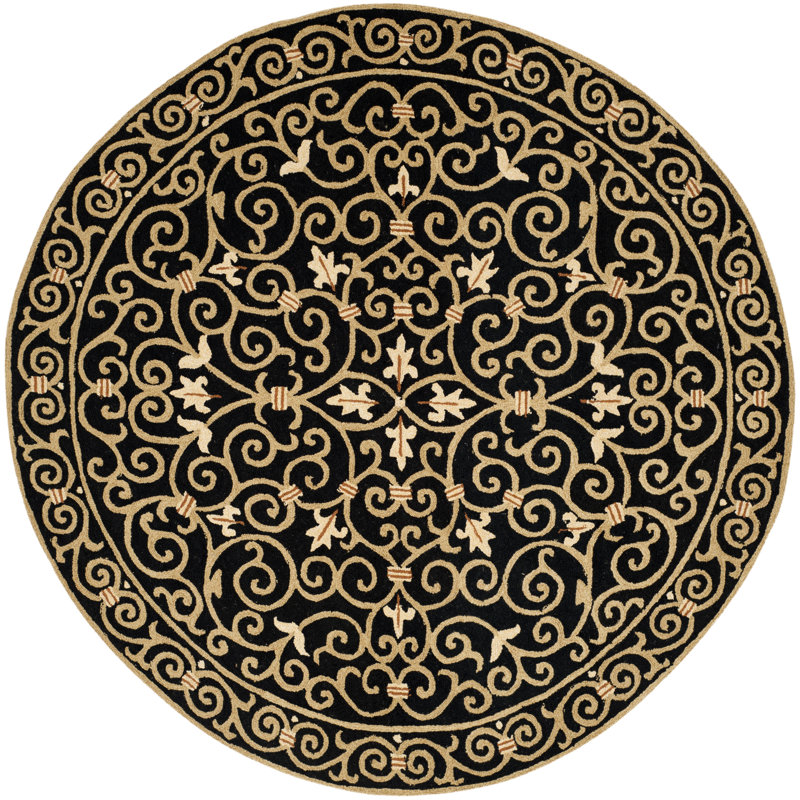 Tapis oriental en laine crocheté à la main Brayton, Rond 5 pi 6 po