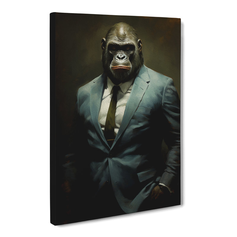 Gorilla In A Suit Painting No.3 - No Frame Print, 60cm H x 40cm W x 3cm D