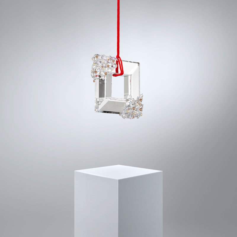 Eva 1 - Light LED Pendant, Polished Chrome/Red Rope