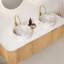 Meuble-lavabo double 60 po avec lavabos en céramique aspect pierre, façades de tiroir cannelées et plateau en marbre artificiel 60 po-545115162